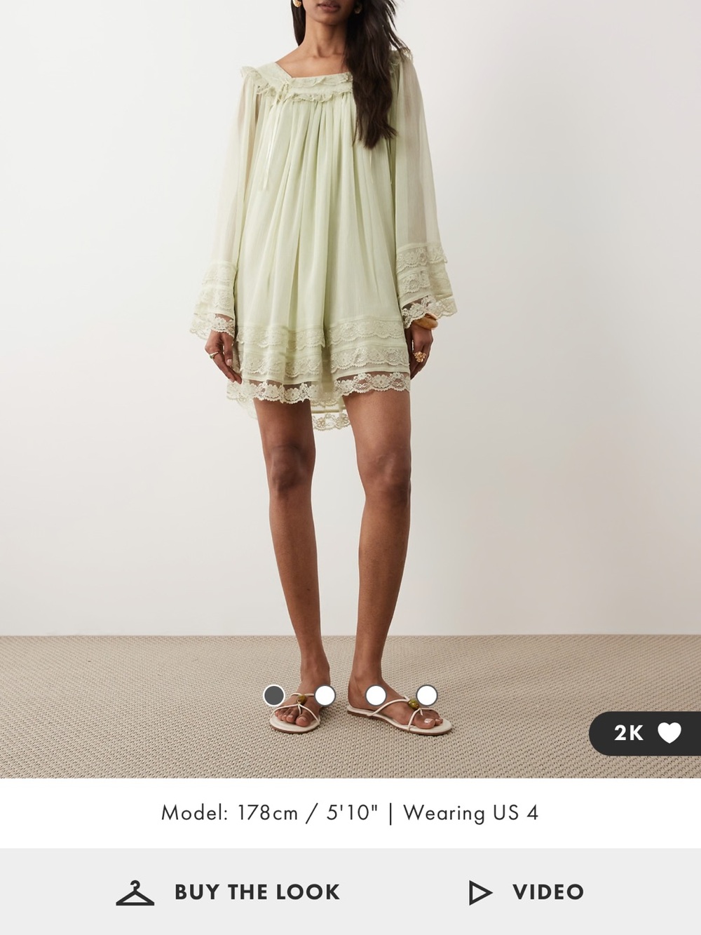 ASOS Pale Green Lace-Trim Mini Dress